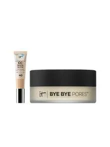 IT Cosmetics [組合] Your Skin But Better CC+ Nude Glow 底妝 SPF40 中號 32ml + Bye Bye Pores 無毛孔妝感散粉 6.8g - 中等+透明 - 查看 1