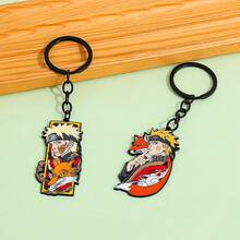 Anime Naruto Jewelry Set, Akatsuki Red Cloud Pendant Necklace Keychain, Sharingan Charms Beaded Bracelet, Cosplay Accessories Gift For Anime Fans - Multicolor - View 8