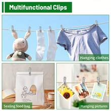 1/6/10pcs Stainless Steel Windproof Clothes Clips, Stainless Steel Open Clips, Multi-Functional Spring Clips For Home Bedding Drying, Outdoor Windproof Drying Clips - Windproof - View 7