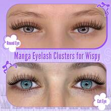 LIMEIKAI 14 Rows Natural Individual Eyelashes Eyelashes DIY Wispy Cluster Eyelash Extensions Individual Eyelashes 10-12mm Manga Cluster Eyelashes Fish Tail, Wispy/Nature Style, C Curl, Beginner-Friendly, Reusable Eyelash Extensions For Natural & Doll Looks - View 9