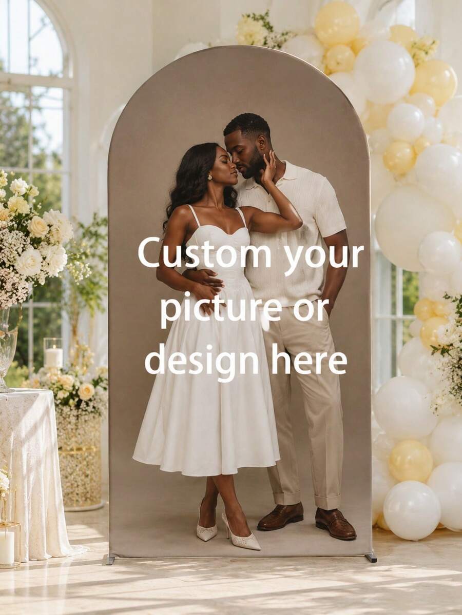 Personalized Elastic Canvas Arch Backdrop - Custom Arch Backdrop, Suitable For Dome Background Frame, No Electricity Required, Indoor/Outdoor Use, Durable Elastic Polyester Material Banner, Holiday Atmosphere, Party Decoration - Multicolor - View 1