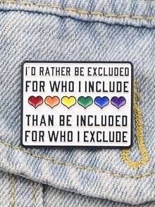 Rainbow Heart Quote Enamel Brooch, Inspirational Letter Pin For Backpack, Bag & Jacket Decor - Multicolor - View 2