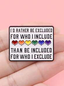 Rainbow Heart Quote Enamel Brooch, Inspirational Letter Pin For Backpack, Bag & Jacket Decor - Multicolor - View 7