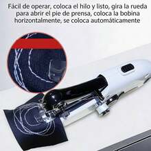 Máquina De Coser Portátil, Máquina De Coser Eléctrica Multifuncional, Mini Máquina De Coser De Mano Eléctrica De Doble Aguja, Para Reparaciones Rápidas Y Costura DIY, Apta Para Uso Doméstico Y Viajes - Blanco - Ver 7