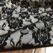1pc Heavy Duty Rose Lace Mesh Fabric, 3D Embroidered Handmade DIY Mesh Cloth - Black - View 5