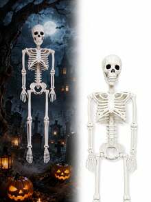 Multi-Size Foldable Hanging Skeleton Halloween Decor, Movable Joint Plastic Skeleton Prop, Suitable For Haunted House Party, Porch, Door, Wall, Yard, Window, Photo Booth And Seasonal Home Decoration - Skull Series - View 5