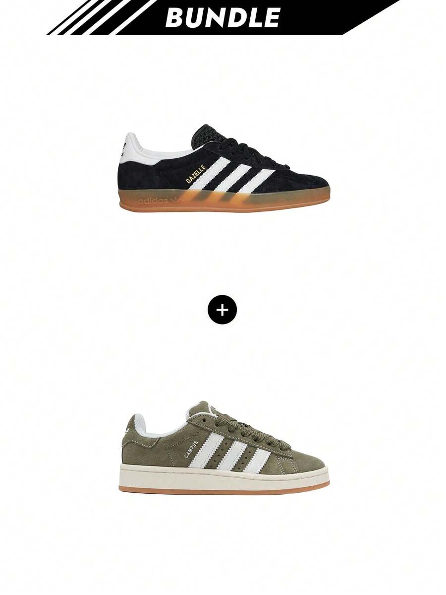 Adidas [Bundle] Campus 00s Gazelle Indoor Unisex Sneakers Core Black / Cloud White / Gum JI2060 + JAPAN Men Campus 00s Shoes JR8162 Green - Core Black+Olive Strata - View 1