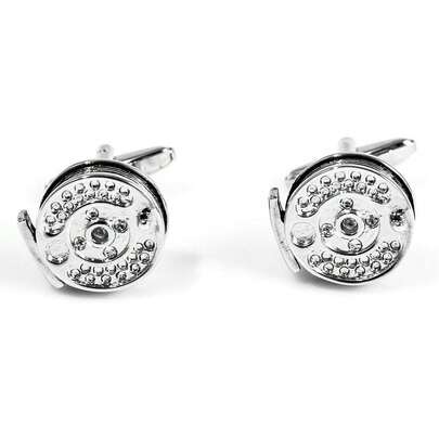 MRCUFF Fly Fishing Reel Fish Pair Cufflinks In A Presentation Gift Box & Polishing Cloth