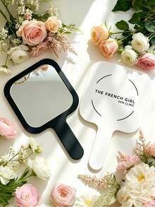 Custom Handheld Mirror With Handle, Personalized Handheld Mirror With Customizable Logo/Name/Text Printing, Portable Makeup Mirror, Women's Square Handheld Vanity Mirror, Suitable For Beauty, Salon, Skincare, Spa, Travel, Home And Personal Use - Multicolor - View 6