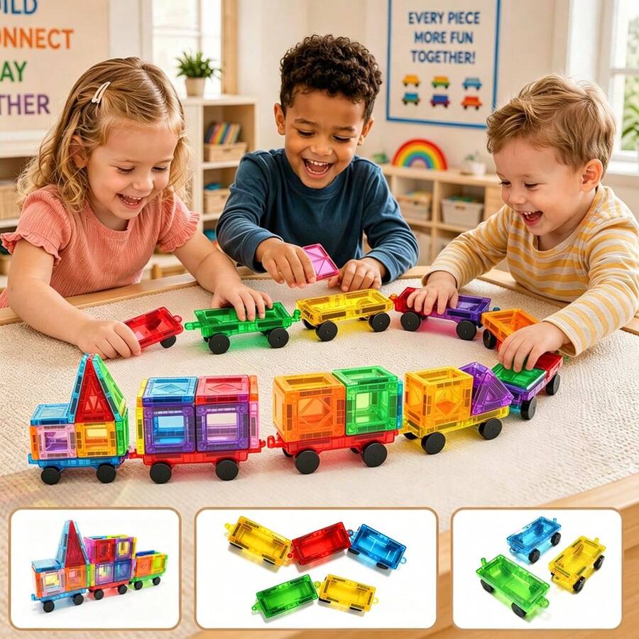 Mini Transparent Wheels - STEM Building Accessories, Magnetic Blocks Replacement Parts, Ideal Supplement For Car Models, Creative Educational Toy Accessories For Children, Random Color (Suitable For 3 Years And Above) - Multicolor - View 1