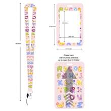 1 PC Letter Keychain - Colorful Floral Pattern, With "ABCD" Letters Printed On It. Durable Polyester Material ID Card Holder, Suitable For Keys, Credit Cards And Various Accessories. It Is An Ideal Gift For Fans And A Practical Keychain Accessory. - Rectangle - View 2
