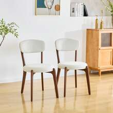 2 Person Dining Chair Set, Medieval Modern Style, Linen White - White - View 4