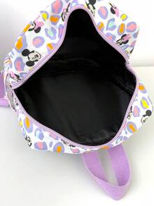 Disney 1pc Minnie Mouse Patch Mini Backpack, Colorful Leopard Print School Daypack, Multi-Pocket Casual Rucksack, Suitable For Girls/Students/Teenagers/Young People/Fans, Perfect For Back To School/Daily Outings/Shopping - Multicolor - View 4