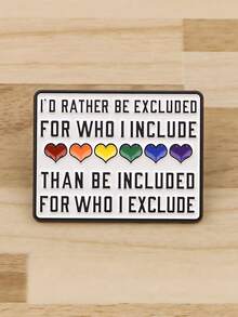 Rainbow Heart Quote Enamel Brooch, Inspirational Letter Pin For Backpack, Bag & Jacket Decor - Multicolor - View 1