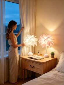1 Stück 9,84 Zoll Feder Nachtlicht, dekorative Tischlampe, modische romantische personalisierte Stimmungsbeleuchtung, geeignet für Schlafzimmerdekoration, Raumdekoration, Muttertagsgeschenk, Valentinstagsgeschenk und Hochzeitsdekoration - Mehrfarbig - Übersicht 4