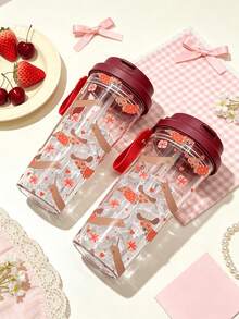 1 Stück/5 Stücke 500ml süßer Dackel-Themen-Reisebecher, 500ml Kunststoffbecher mit Strohhalm und Schlüsselband, auslaufsicherer Klappdeckel, Kaltbrüh-Heißgetränk-Eiskaffee-Wasserbecher, geeignet für Hundeliebhaber zum täglichen Gebrauch - Mehrfarbiger Dackel - Übersicht 3
