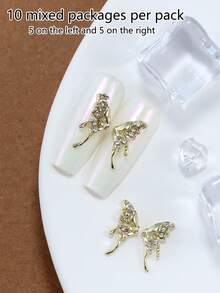 10pcs Nail Art Nail Y2K Charm Sweet Cool Style Nail Accessories Three Dimensional French Butterfly Shining Nail Gem DIY Nail Shop Special, Suitable For Beautiful Women's Exclusive Charm And Heartbeat - Multicolor - View 7