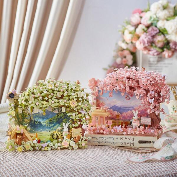 1122pcs Cherry Blossom Tree Building Blocks Potted Plant Photo Album Series, Suitable As Gifts For Teacher's Day, Back To School Season, Valentine's Day, For Best Friends, Girlfriends