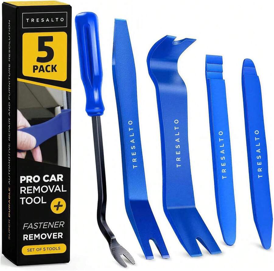 Tresalto Auto Trim Removal Tool Kit - 5 Piece Set For Dash, Door Panel, Clip Remover - Scratch-Resist Nylon Pry Tools For Interior Car Trims Work - ColorA - View 1