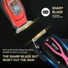HIENA Juego de 2 piezas de cortadora de pelo profesional, juego de recortadora inalámbrica en forma de X en negro dorado & negro rosa, pantalla digital LED de batería, carga rápida Tipo-C, cuchillas de acero al carbono afiladas, 8 peines limitadores & juego completo de accesorios de capa de barbero, larga duración de batería para salón y hogar, corte de pelo degradado - Multicolor - Ver 7