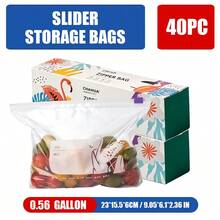 60pcs/50Pcs/45Pcs/25Pcs/15Pcs Assorted Sizes Ziplock Food Storage Bags In Dispenser Box, Leakproof Reusable Seal Bags With Cute Cartoon Prints, Easy-Tear Clear Plastic Food Bags For Snacks Fruits Vegetables Meal Prep Travel Organization - Yellow - View 19