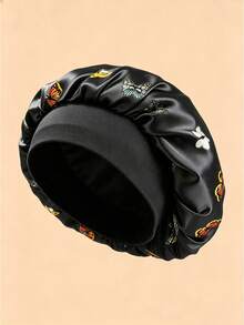 CONFLASS 3/1件裝 女款多色純色蝴蝶印花波西米亞風緞面睡帽，柔軟彈性寬邊髮帽，適合捲髮與自然髮質，多色可選 - 彩色 - 查看 15