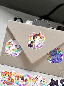 50 Buah Stiker Kertas Kucing Galaksi Pelangi, Stiker Kucing Pelangi Nebula Lucu untuk Perencana, Buku Catatan, Casing Ponsel & Kerajinan Estetika Galaksi yang Menawan, Dekorasi Kembali ke Sekolah - MultiWarna - View 6