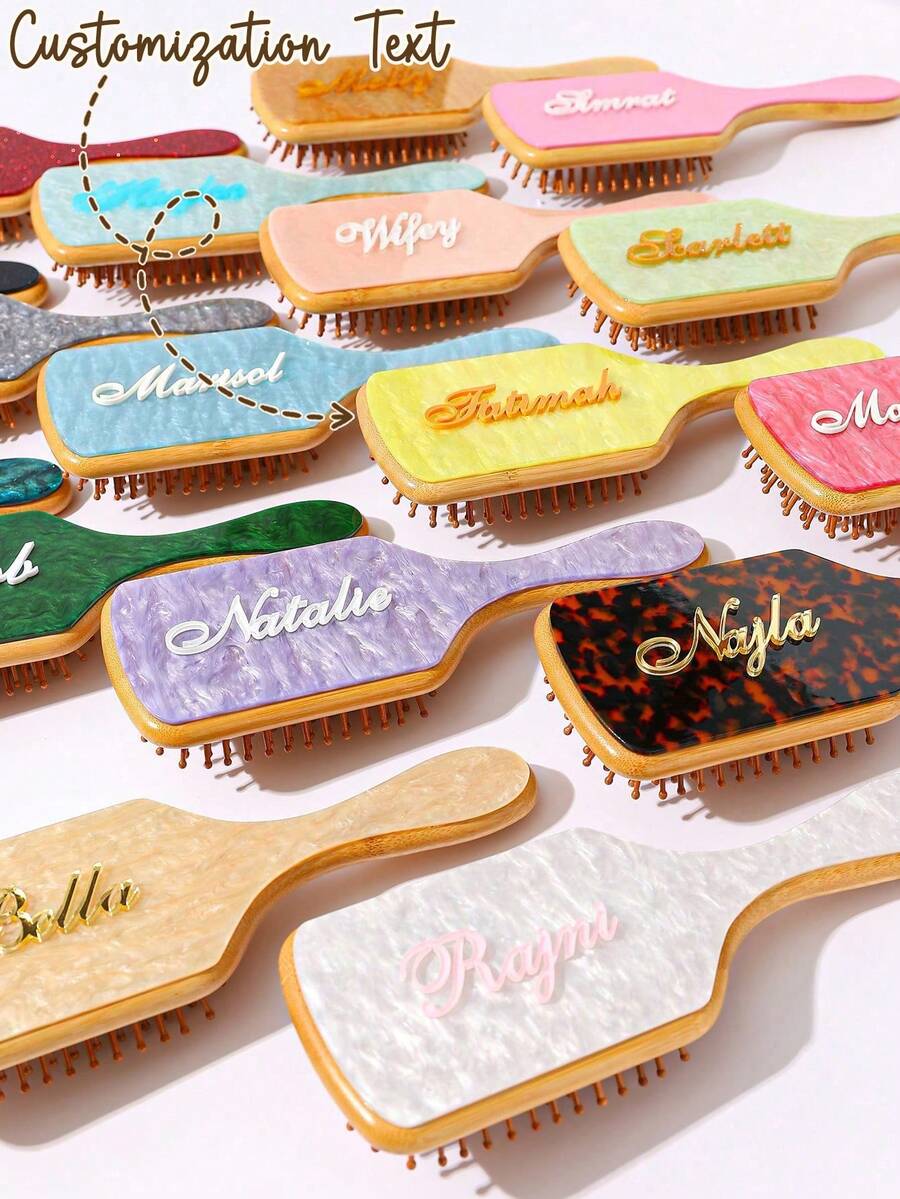1 Stück personalisierter Modehaarschmuck für Frauen, Acryl Glitzer Marmor Textur mit Namen, einzigartiges Braut-Party Brautjungfern Geschenk, personalisierter Brautjungfern Haarschmuck, Weihnachts Beauty Accessoire, Girly Ära - Verschiedenfarbig - Übersicht 1