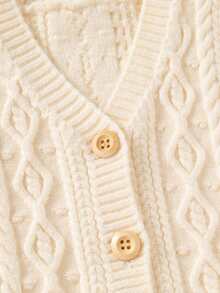 Infant Toddler Knitted Vest Sweater Baby Clothes Button-Up Vest Top Autumn Wear - Apricot - View 6