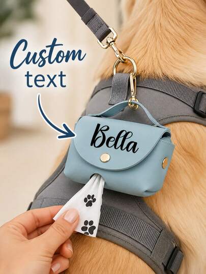 Personalized Dog Poop Bag Holder, Custom Name Dog Waste Bag Holder, Leather Poop Bag Dispenser, Engraved Dog Poop Bag, Custom Dog Mom Gifts