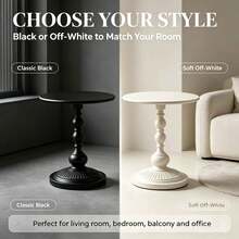 Vintage Matte Metal Round Pedestal Side Table Multi-Use Small Accent End Table & Nightstand - Black - View 2