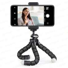 AXNEN Flexible Octopus Tripod, Mini Smartphone And Camera Stand With Sponge Handle, 360° Rotatable Octopus Mount For Photography And Videography, Portable Adjustable Holder With Universal Clip - Black - View 5