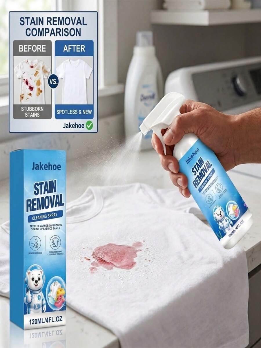 jakehoe Clothing Stain Remover Spray, Gentle Fabric Stain & Odor Eliminator, Powerful Laundry Cleaning Spray For Clothes, Long-Lasting Fresh Scent Liquid, Essential Cleaning Supplies Household Cleaning Products - Multicolor - View 1