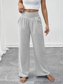 1pc Women's All-Match Versatile Casual Sports High Waist Comfortable Loose Wide Leg Sweatpants Fall - Light Grey - View 4