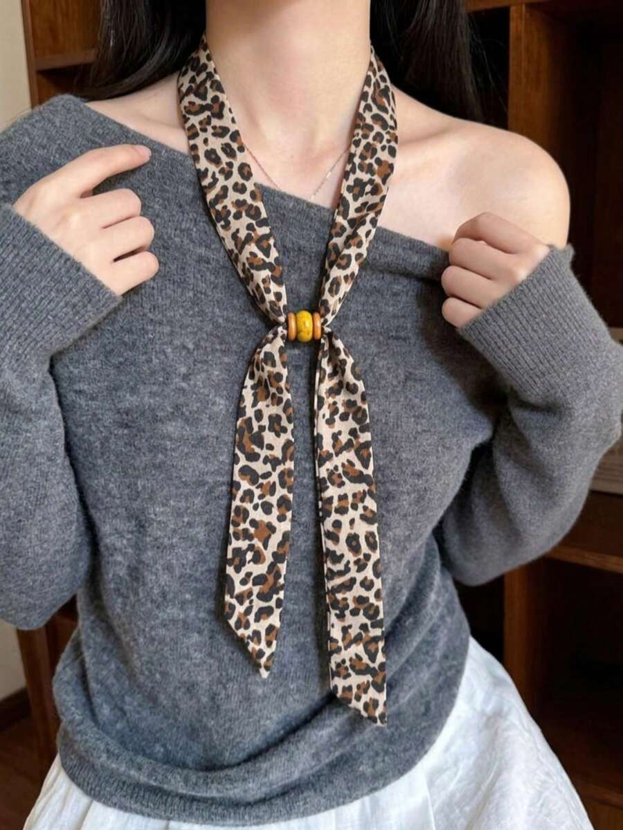 1 pezzo Sciarpa lunga in seta con perline alla moda da donna, nastro per legare borse, fascia per capelli, accessorio regalo, sciarpa di qualità premium, accessorio per capelli, adatto per uscite casual quotidiane - Multicolore - Visualizzare 1