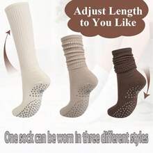 2/4/6/8 Pairs Women's Pilates Slouch Crew Yoga Socks, Non-Slip Grip For Ballet Dance And Hospital Workout - Multicolor - View 3