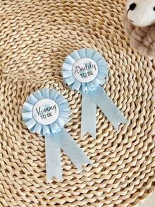2pcs/1pc Baby Baptism Brooch "Mom-To-Be/Dad-To-Be" Medal, Commemorative Gift For Expectant Parents, Baby Baptism Home Decor Gift - Multicolor - View 4