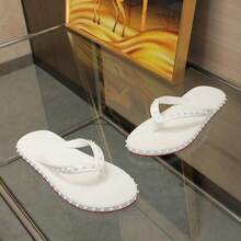 CL Explosion Red Rivet Sole Non-Slip Flat Heel Clip Foot Beach Sandals Outdoor Couples - 白色 - 查看 3