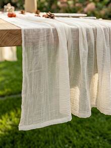 1pc Beige Lace Table Runner And Transparent Decorative Tablecloth, Suitable For Birthday, Wedding Party, Rustic Wedding, Bridal Shower, Anniversary, Wedding Decoration, Holiday Family Gathering And Indoor Or Outdoor Dining Table Centerpiece - Multicolor - View 6