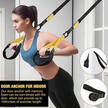 Home Fitness Suspension Training Strap P3 Suspension Resistance Band Training Set, Includes Resistance Bands (Door Anchor And Carrying Bag) - Heavy Duty Workout Straps And Adjustable Handle System, Suitable For Pull-Ups, Squats, Bench Press - Portable Manual Exercise System - A - View 5