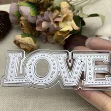 「Love」金屬沖壓模具卡片製作套裝，包含壓花紙、沖壓模具組、剪貼簿模板及其他配件，適用於機器沖壓 - 銀色 - 查看 4