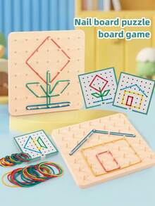 Mainan Papan Pasak Geometris untuk Anak-Anak - Permainan Papan Konstruksi Karet Elastis yang Menyenangkan - Mainan Edukasi Dini untuk Pengenalan dan Konsentrasi Grafis - MultiWarna - View 1