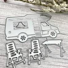 Vacation RV & Table Chair Metal Cutting Dies, Suitable For Scrapbooking - Durable Cutting Templates, DIY Scrapbook Photo Album Decoration Paper Cards, Card Making Supplies - Silver - View 2