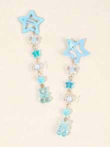 2pcs Girls Y2K Blue Star Bear Candy Decor Hair Clips, Academy Fantasy Fairy Style, Suitable As Gift For Friends - Multicolor - View 7
