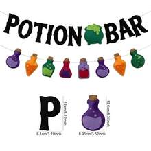 2pcs Witch Poison Theme Banners, Halloween Poison Bat Horror Witch Haunted House Theme 2D Classic Felt Potion Bar Triangular Flags, Unisex Halloween Party Decoration, Fun Halloween Decor, Fireplace Decoration, Room Decoration - A - View 8