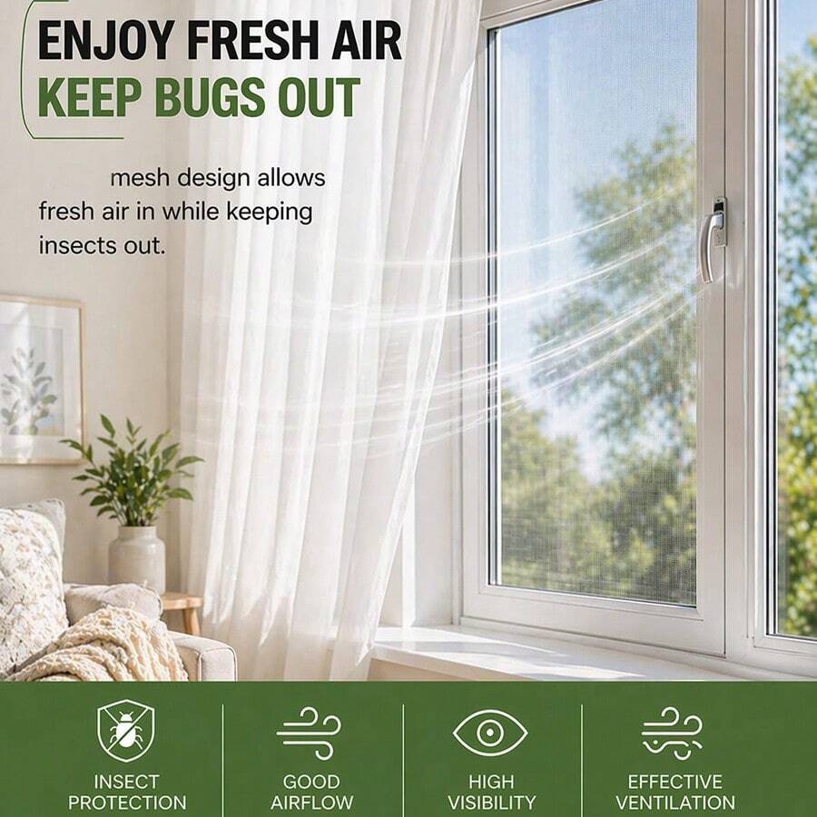 High Transparency Grey Window Screen, Mosquito And Fly Proof Door And Window Mesh, Suitable For Balcony And Garden, Can Be Freely Cut