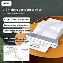 HPRT MT610 Portable Wireless Printer, Mini Bluetooth Thermal Printer, Compact A4 Paper Printer, Compatible With IOS, Android, And Laptop, Inkless Black And White, Ideal For Students, Home, And Office - Off-white - View 1
