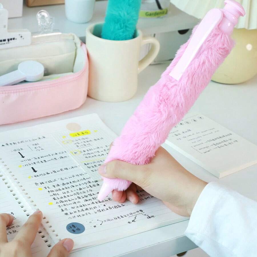 Giant Plush Ballpoint Pen - An Oversized, Fun, Short-Hair Writing Pen With A Soft Fur Design, Perfect As A Creative And Humorous Office Or School Supply Gift. It Features A Comfortable Non-Slip Grip And Is Lightweight And Easy To Carry. - A - View 1