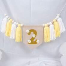 1pc Daisy Flower 1/2 Birthday Party Decoration, 1 Year Old Bohemian Style Half Birthday Decoration, 1/2 High Chair Banner, 2 Year Old Handmade Tassel Garland, Photo Props, 6 Month Birthday Decoration, Birthday Gift - Multiple Styles - View 6