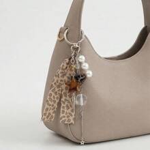 Korean Y2K Leopard Print Keychain, Star & Pearl Bag Charm, Ins Style Hot Girl Backpack Pendant, Niche Design Bag Chain, Gift For Girls - Multicolor - View 4